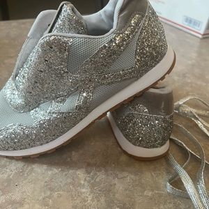 New in Bag Womens Silver Glitter Sneakers